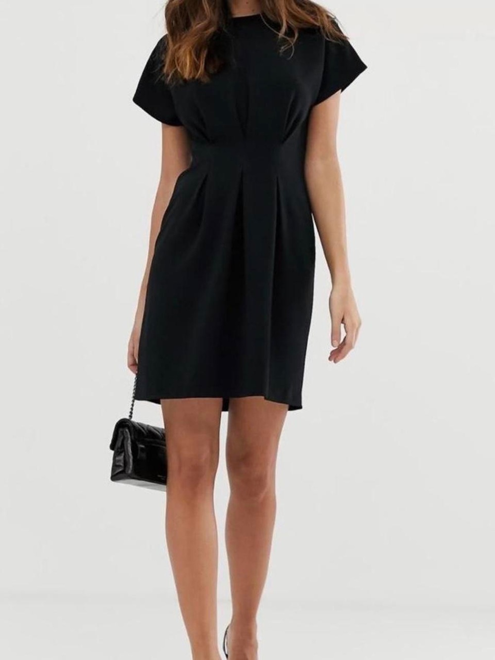 Classic Black Short-Sleeve Sheath Dress